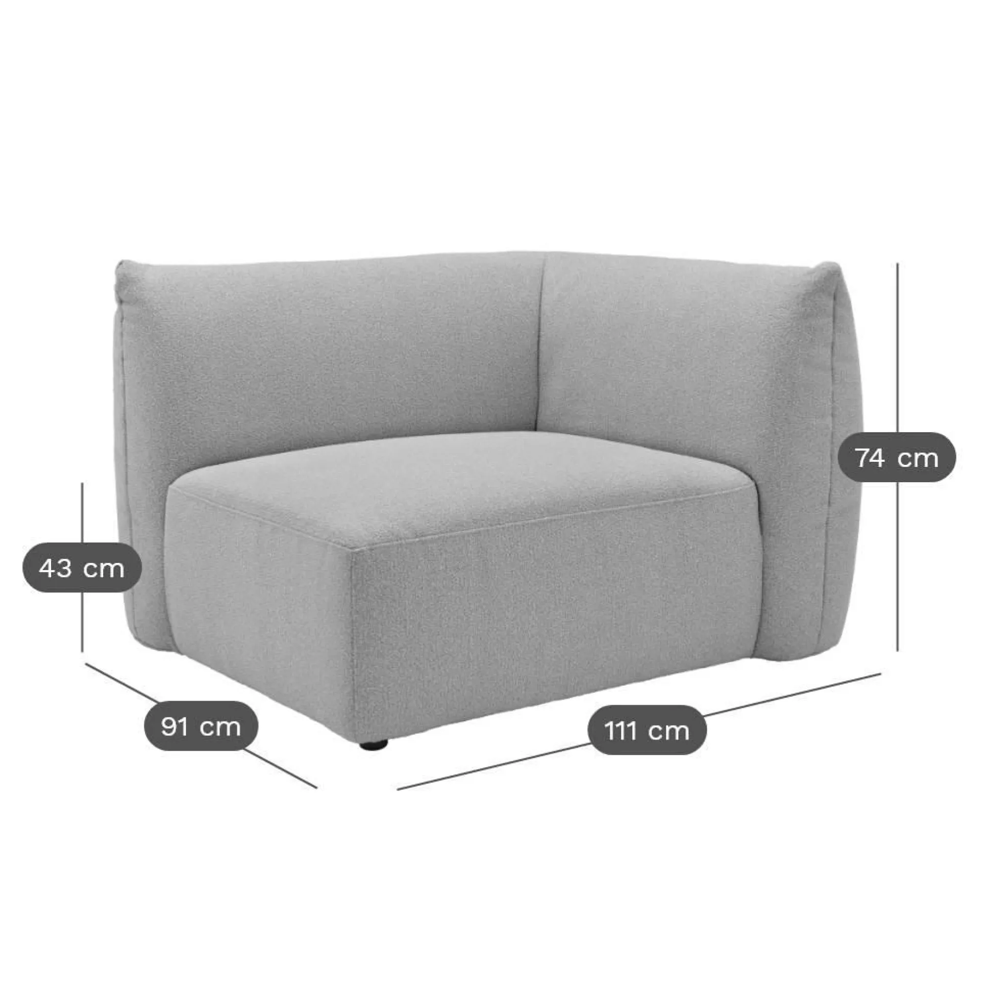 Angle droit pour canapé modulable tissu Pixel - Vert Mousse