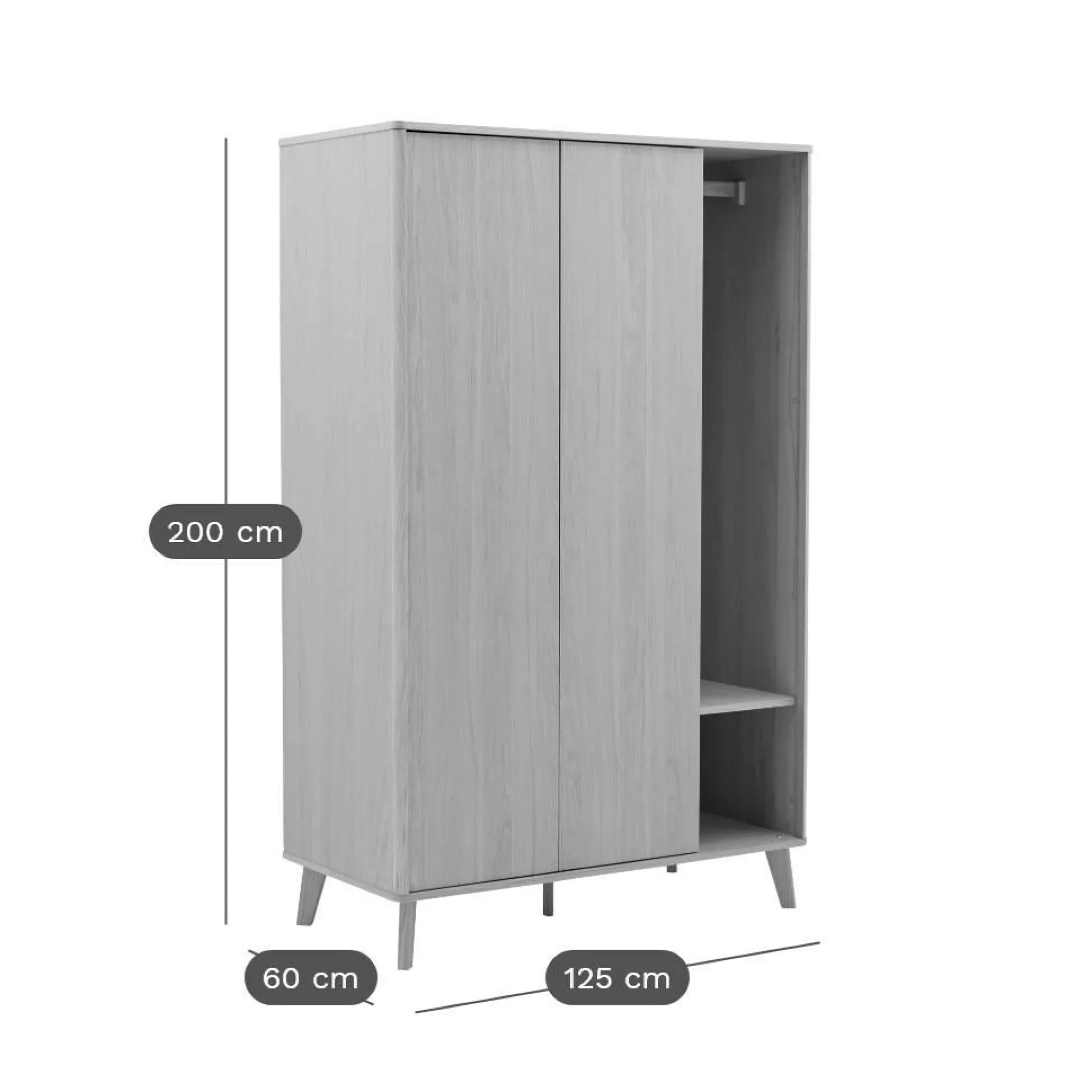 Armoire 2 portes bois Atia