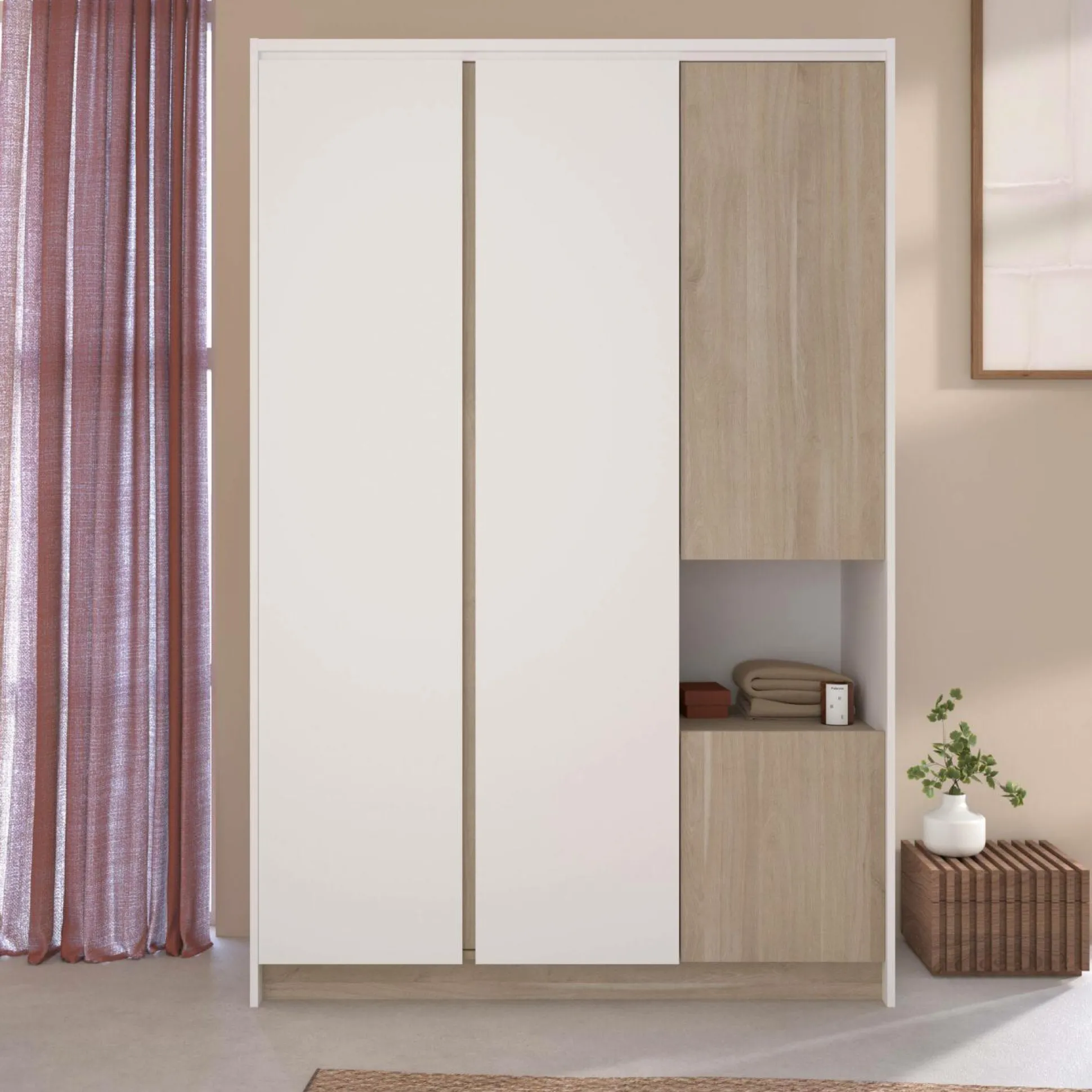 Armoire 4 portes décor bois Palerme