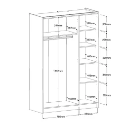 Armoire 4 portes décor bois Palerme