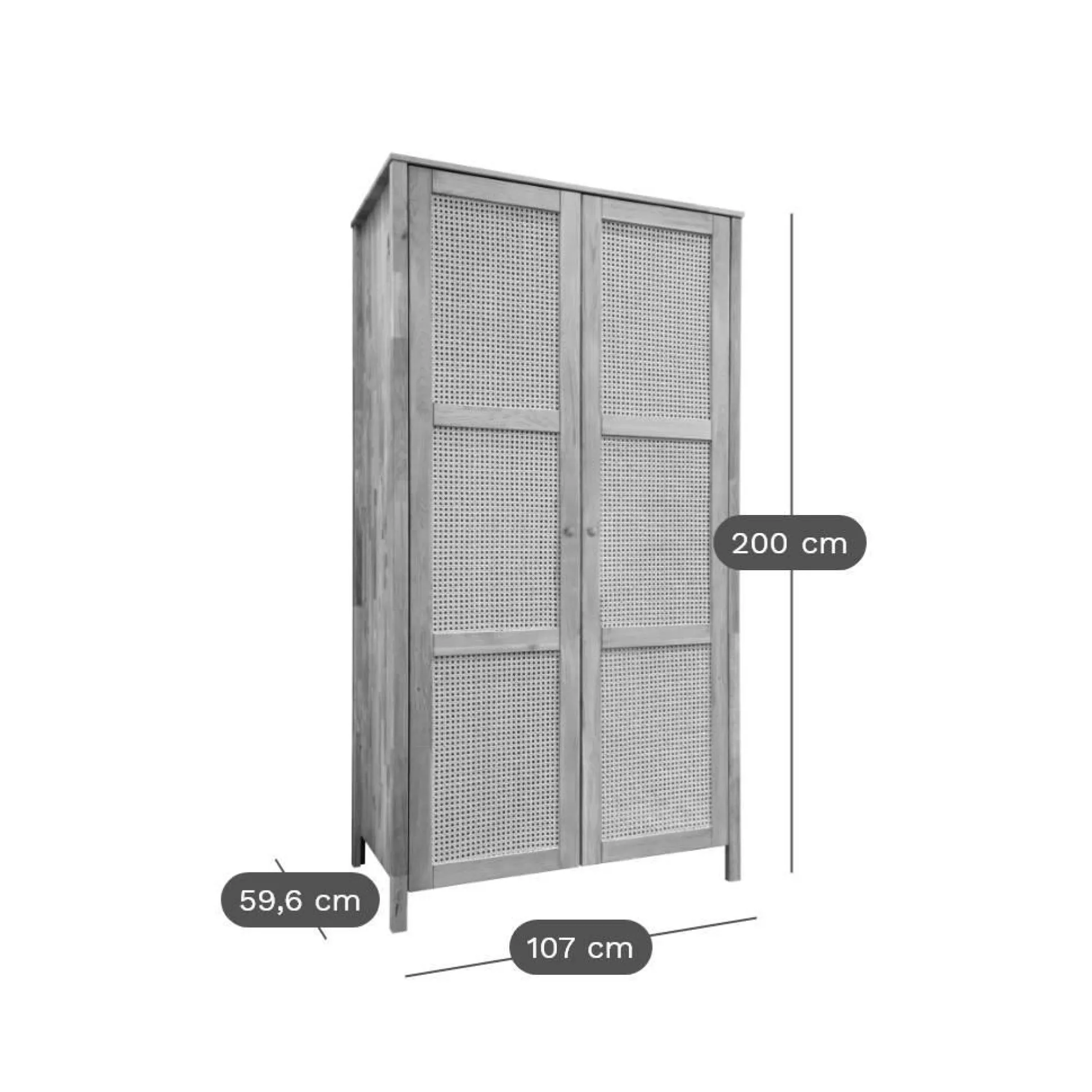 Armoire chêne massif 2 portes Capucine