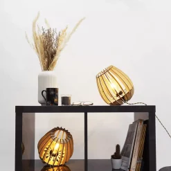 ATELIER LOUPIOTE Lampe à poser Atome - Bois brut