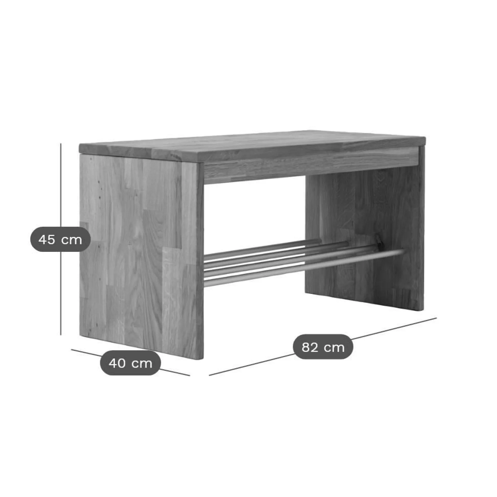 Banc à chaussures bois massif 1 place Cyriel - Chêne Massif