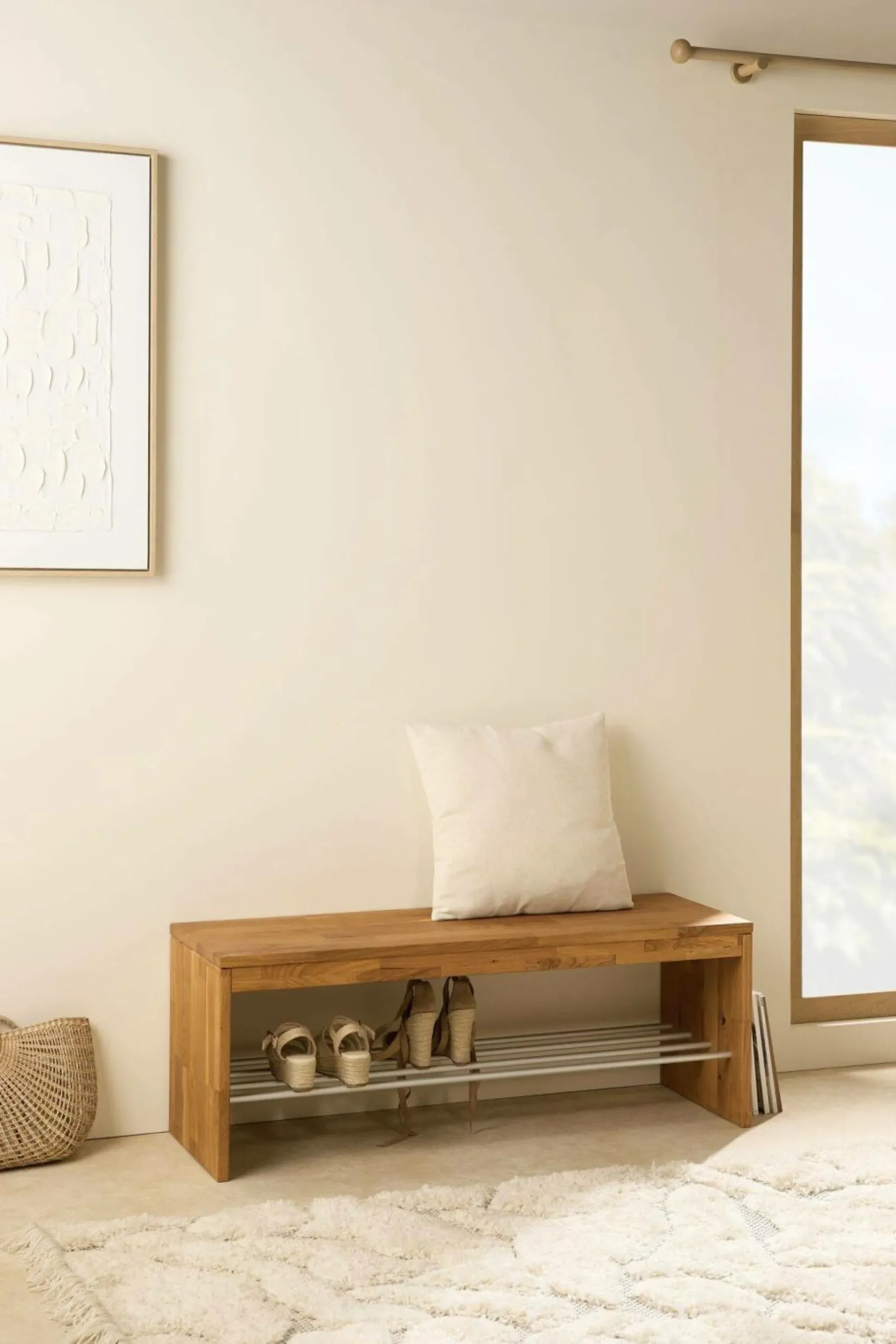 Banc à chaussures bois massif 2 places Cyriel - Chêne Massif