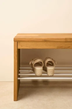 Banc à chaussures bois massif 2 places Cyriel - Chêne Massif