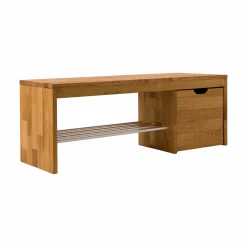 Banc à chaussures bois massif avec 1 cube de rangement Cyriel - Chêne Massif