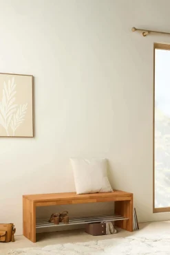 Banc à chaussures bois massif 2 places Cyriel - Hêtre Massif