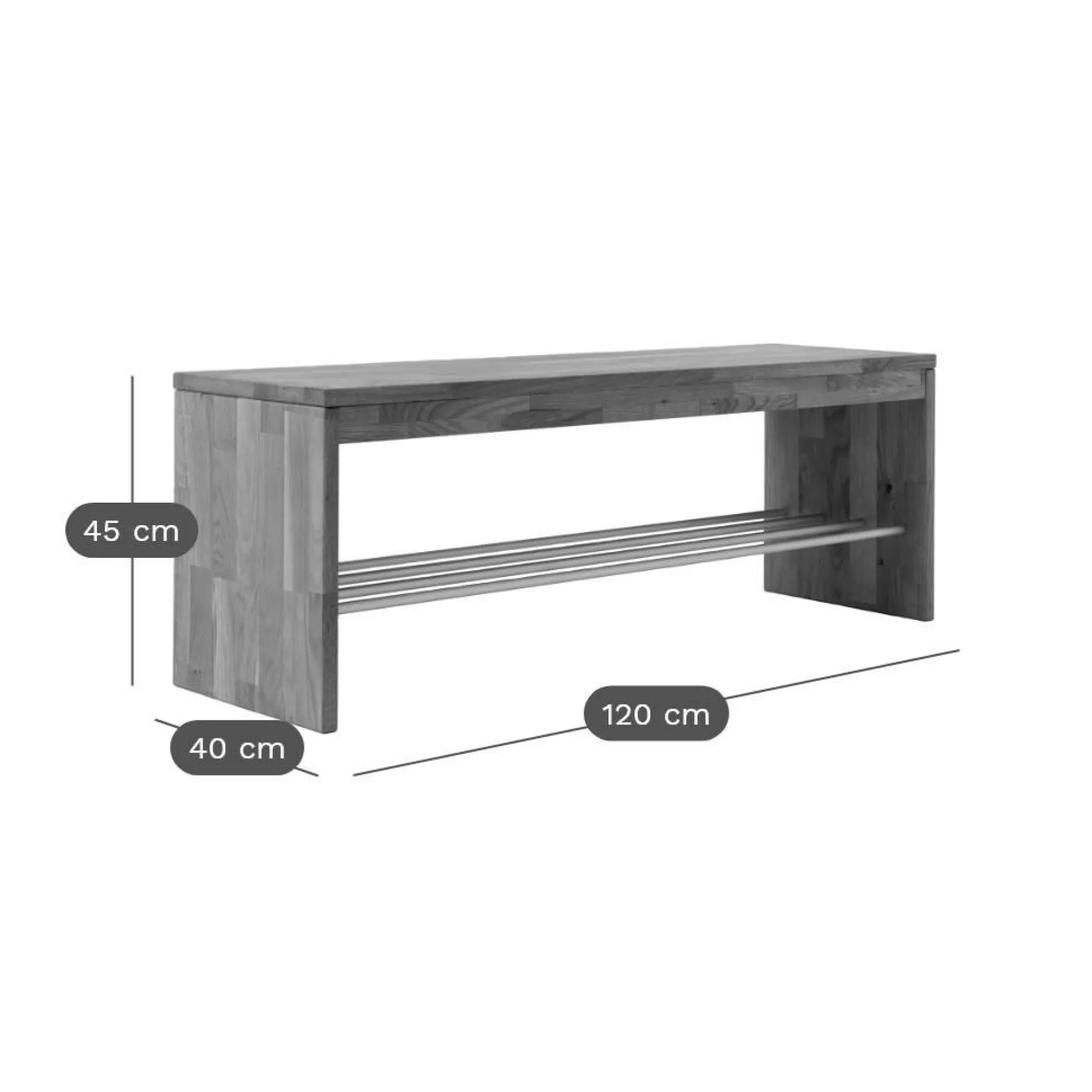 Banc à chaussures bois massif 2 places Cyriel - Hêtre Massif