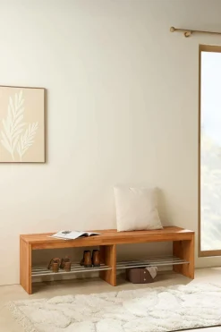 Banc à chaussures bois massif 3 places Cyriel - Hêtre Massif