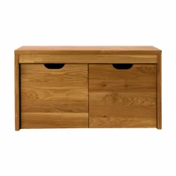 Banc bois massif 2 cubes de rangement Cyriel - Chêne Massif