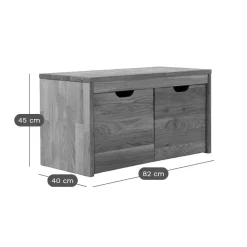 Banc bois massif 2 cubes de rangement Cyriel - Chêne Massif