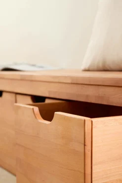 Banc bois massif 4 cubes de rangement Cyriel - Hêtre Massif