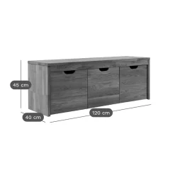 Banc bois massif 3 cubes de rangement Cyriel - Chêne Massif