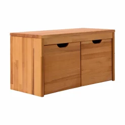 Banc bois massif 2 cubes de rangement Cyriel - Hêtre Massif