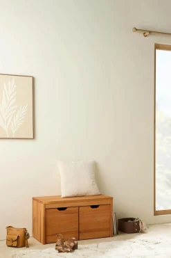 Banc bois massif 2 cubes de rangement Cyriel - Hêtre Massif