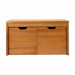 Banc bois massif 2 cubes de rangement Cyriel - Hêtre Massif
