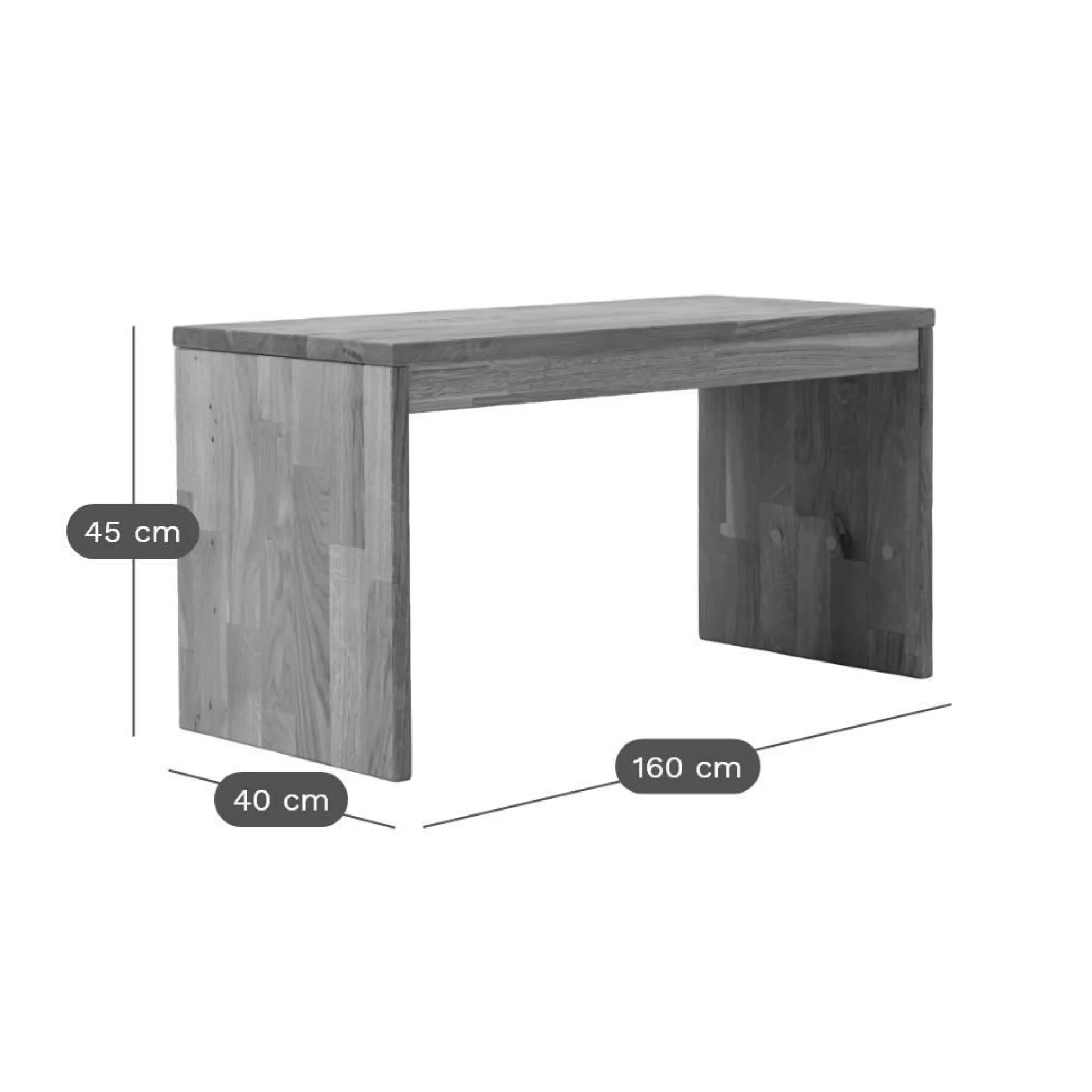 Banc bois massif 3 places Cyriel - Hêtre Massif