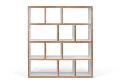 Bibliothèque 4 niveaux L150 cm Texas - Blanc/Naturel