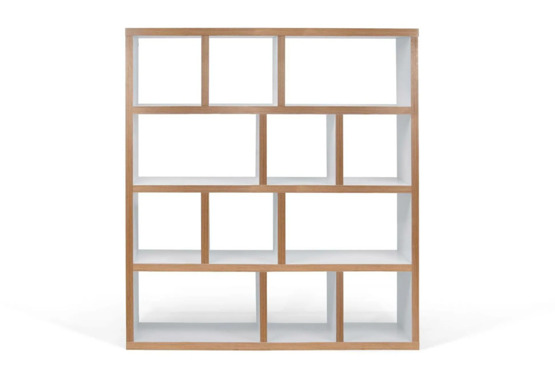 Bibliothèque 4 niveaux L150 cm Texas - Blanc/Naturel