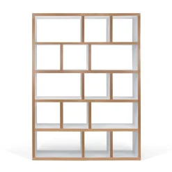 Bibliothèque 5 niveaux L150 cm Texas - Blanc/Naturel