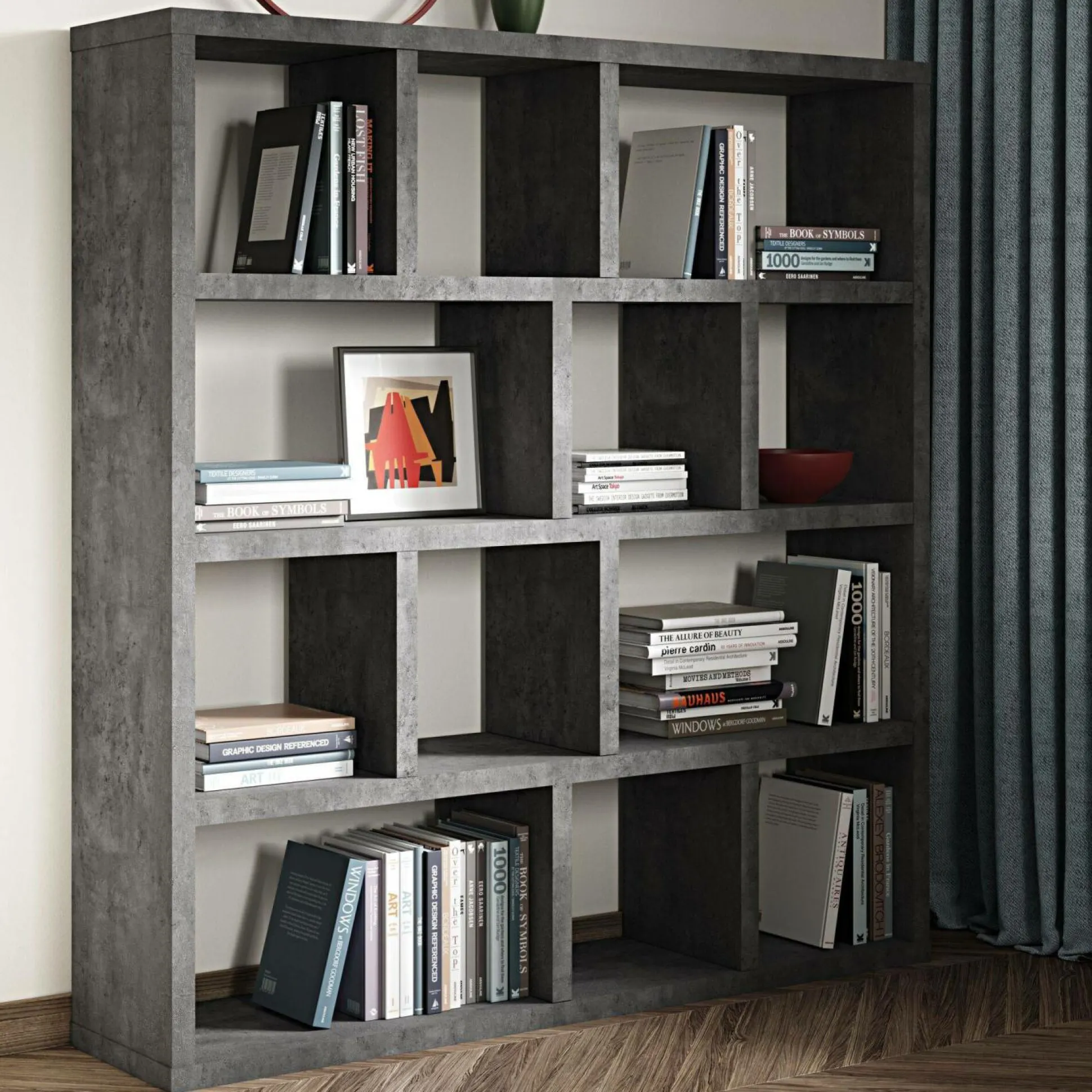 Bibliothèque 4 niveaux L150 cm Texas - Béton