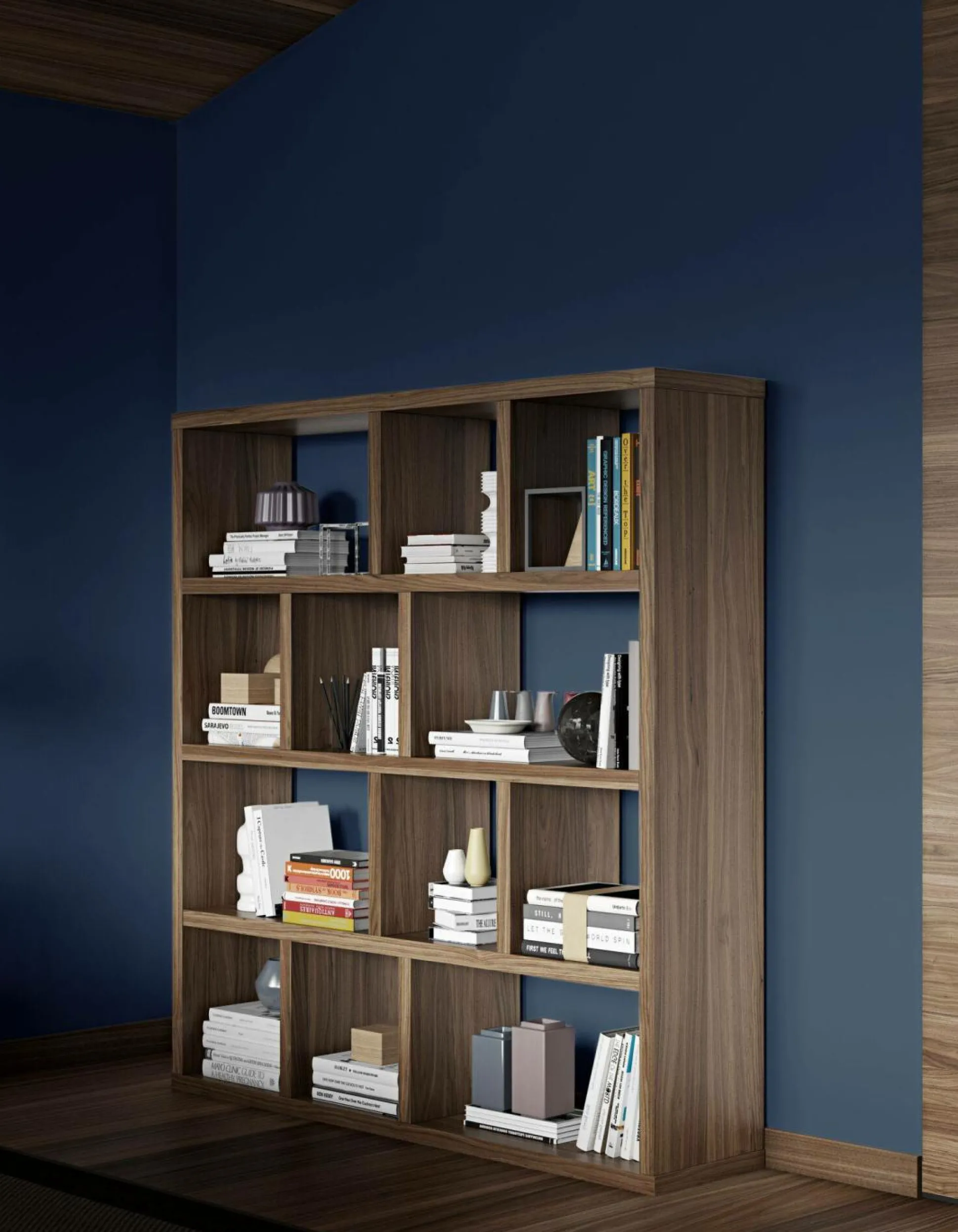 Bibliothèque 4 niveaux L150 cm Texas - Noyer