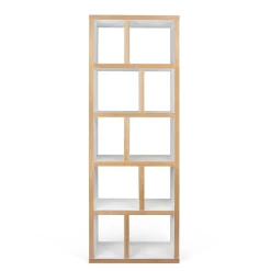 Bibliothèque 5 niveaux L70 cm Texas - Blanc/Naturel