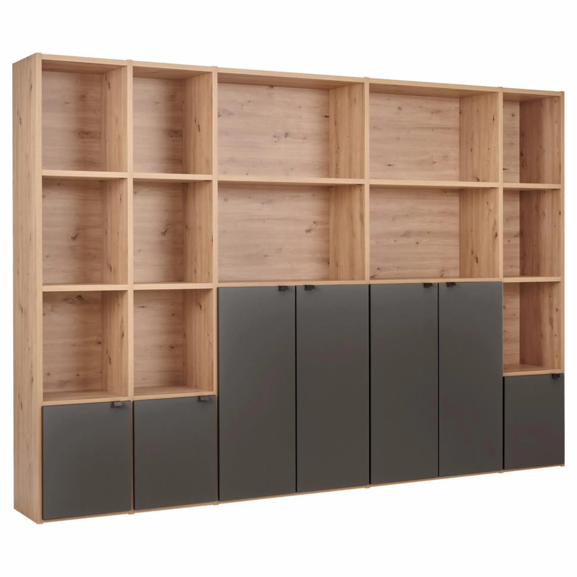 Bibliothèque 7 portes grande version Marlone - Carbone