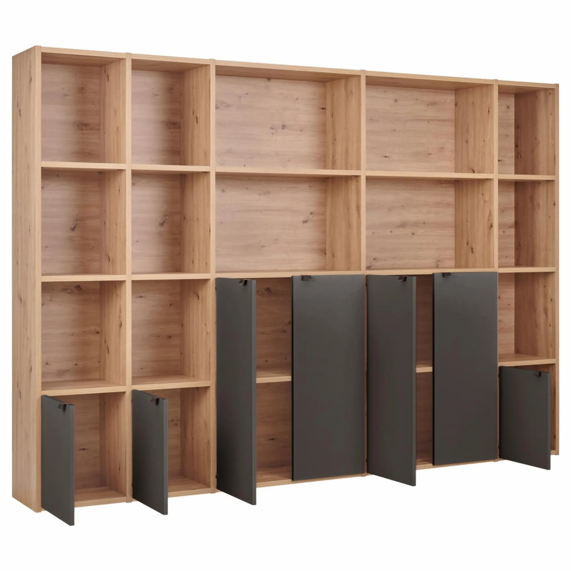 Bibliothèque 7 portes grande version Marlone - Carbone