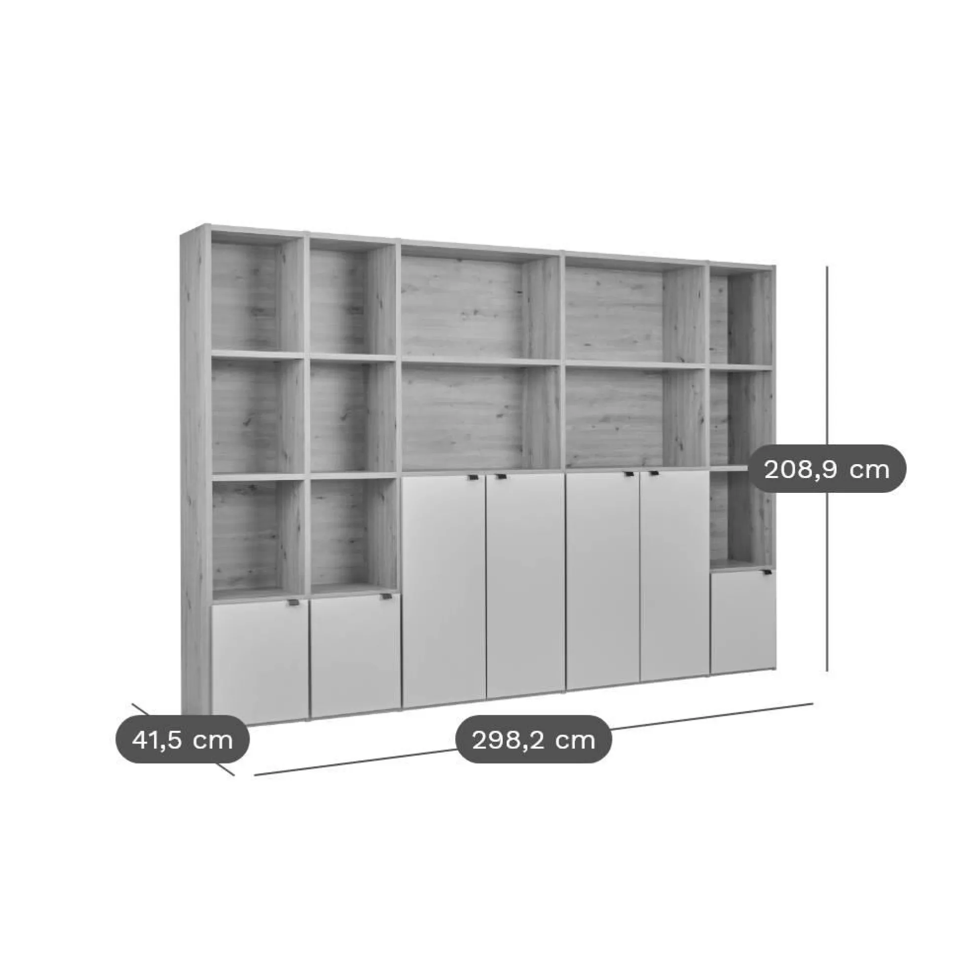 Bibliothèque 7 portes grande version Marlone - Carbone