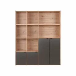 Bibliothèque 4 portes moyenne version Marlone - Carbone