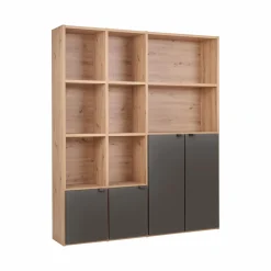 Bibliothèque 4 portes moyenne version Marlone - Carbone