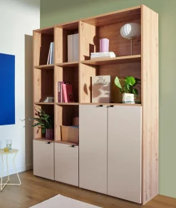 Bibliothèque 4 portes moyenne version Marlone - Perle