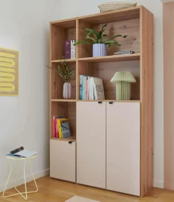 Bibliothèque 3 portes petite version Marlone - Perle