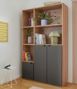 Bibliothèque 3 portes petite version Marlone - Carbone