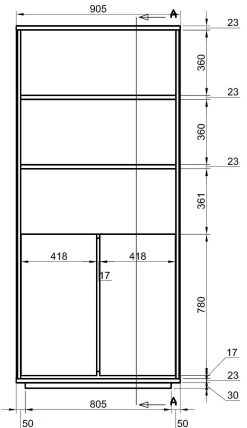 Bibliothèque bois 2 portes Albin