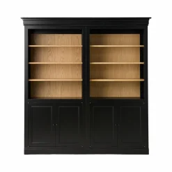 Bibliothèque bois massif 4 portes Embellie - Noir