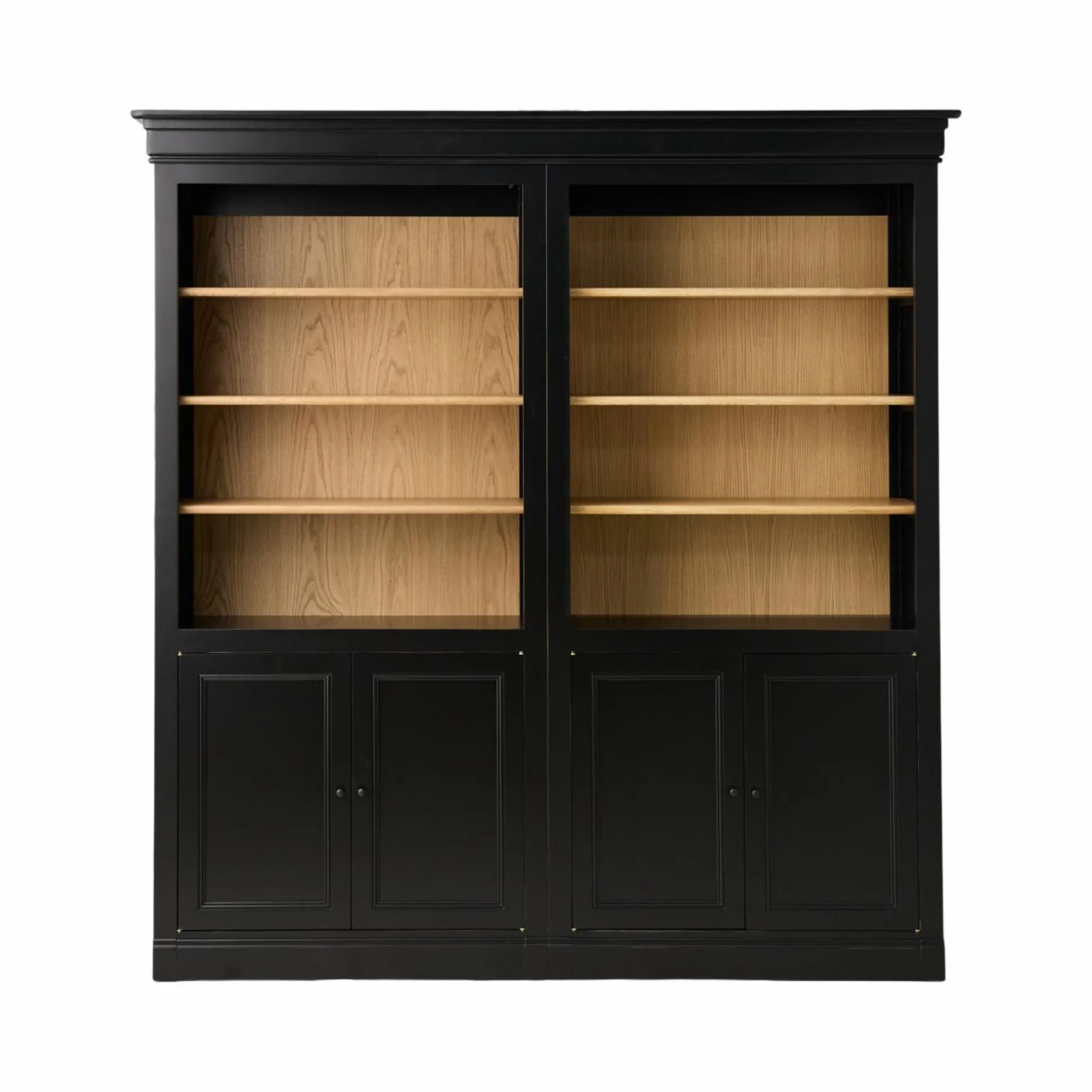 Bibliothèque bois massif 4 portes Embellie - Noir