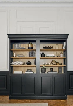 Bibliothèque bois massif 4 portes Embellie - Noir