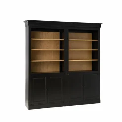 Bibliothèque bois massif 4 portes Embellie - Noir