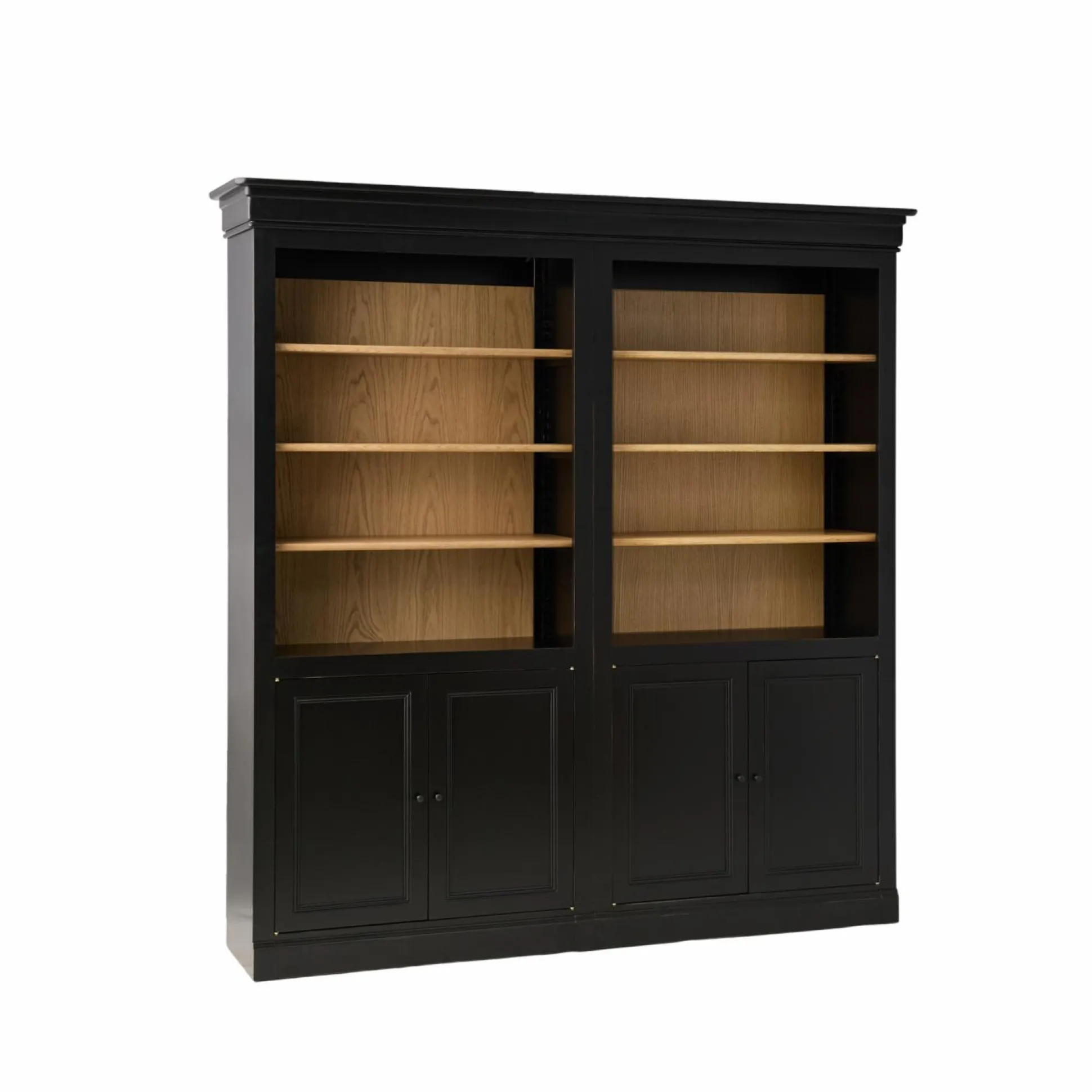 Bibliothèque bois massif 4 portes Embellie - Noir