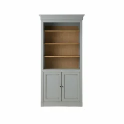 Bibliothèque bois massif 2 portes Embellie - Gris