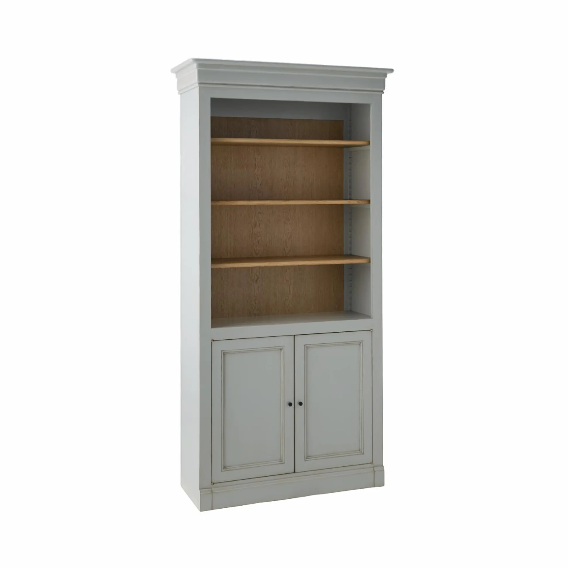 Bibliothèque bois massif 2 portes Embellie - Gris