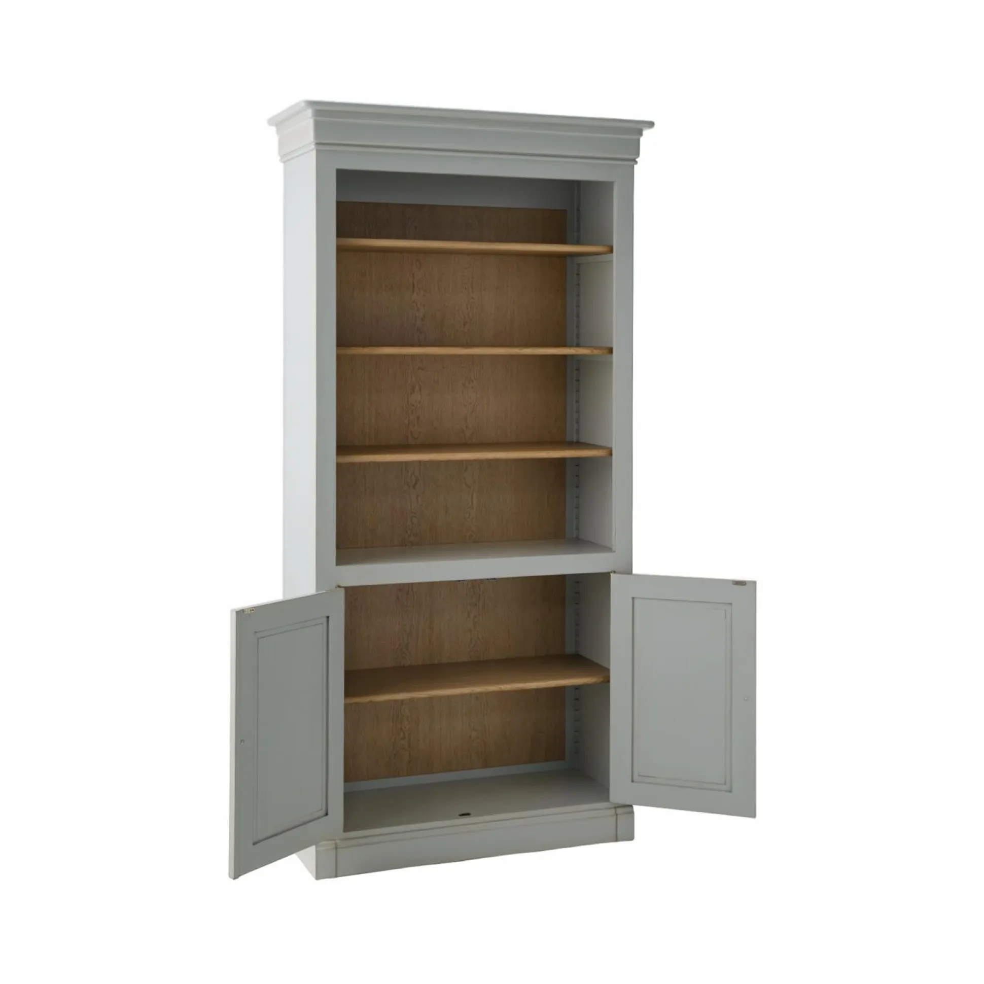 Bibliothèque bois massif 2 portes Embellie - Gris