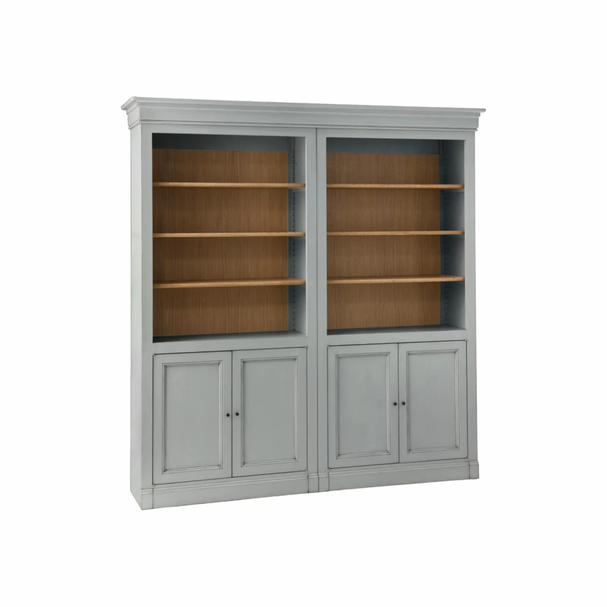 Bibliothèque bois massif 4 portes Embellie - Gris