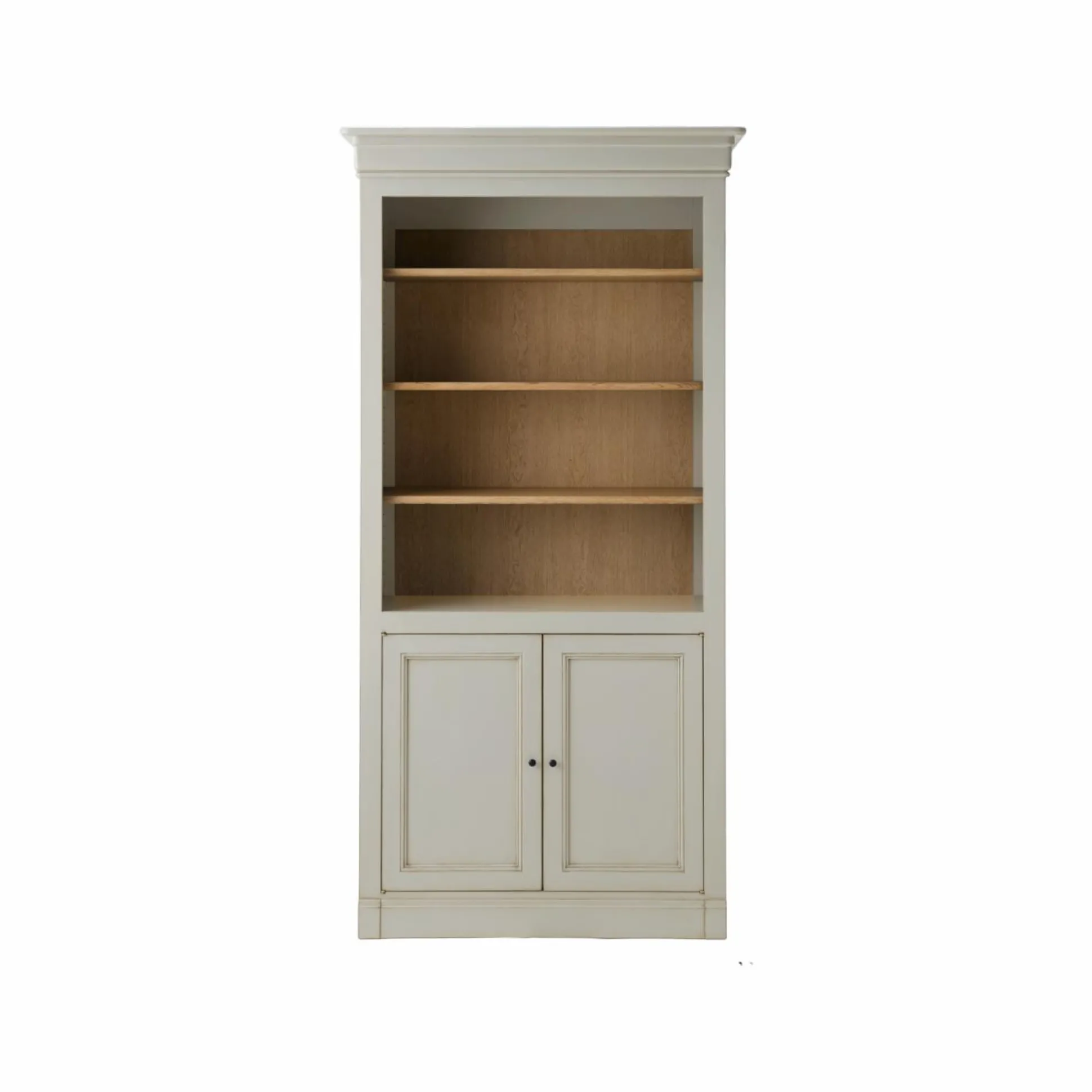 Bibliothèque bois massif 2 portes Embellie - Grège