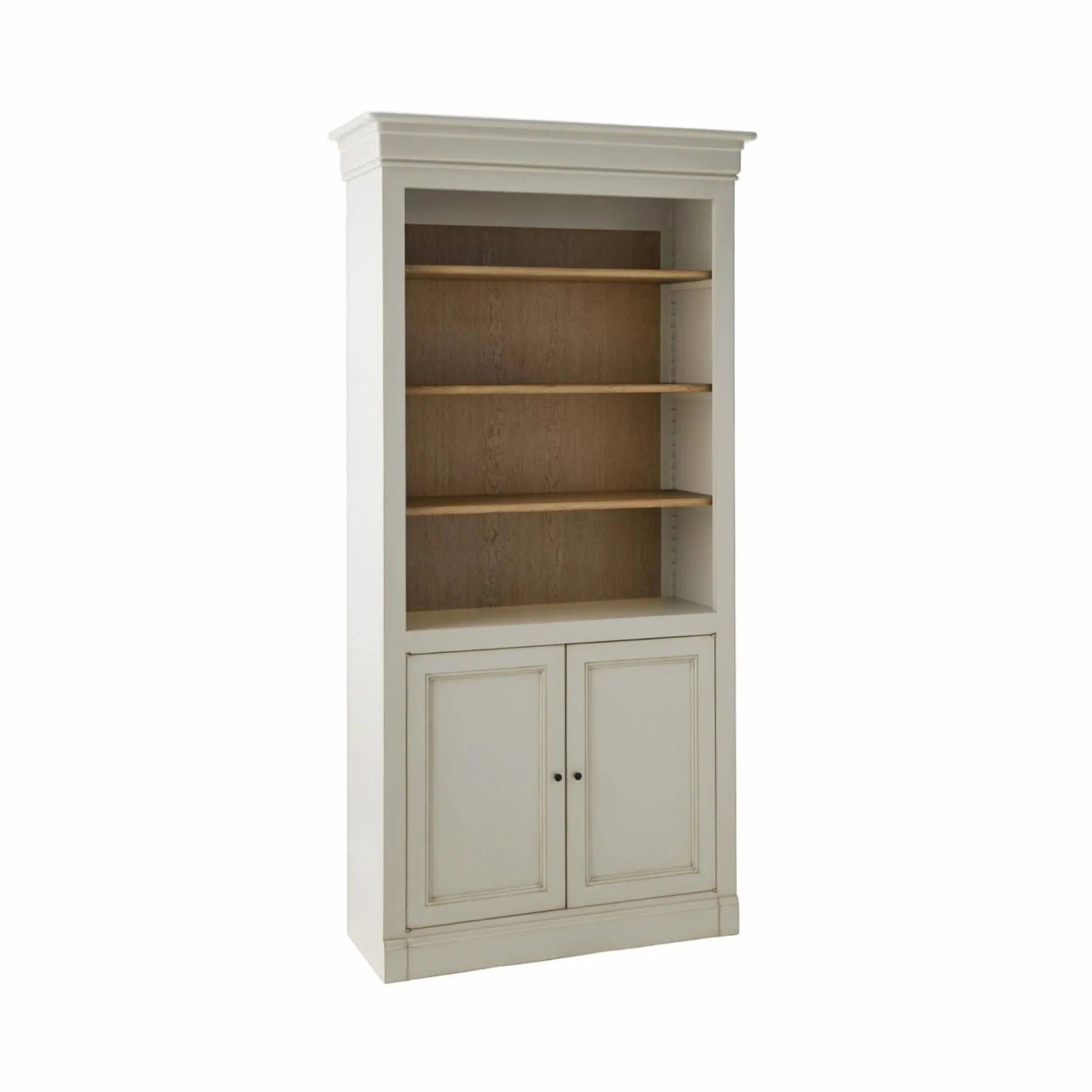 Bibliothèque bois massif 2 portes Embellie - Grège