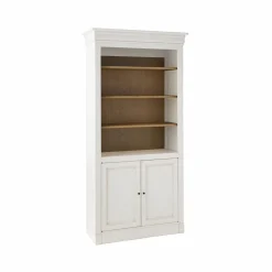 Bibliothèque bois massif 2 portes Embellie - Blanc