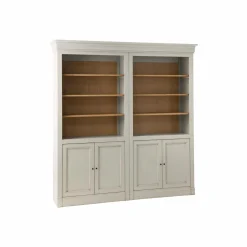 Bibliothèque bois massif 4 portes Embellie - Grège