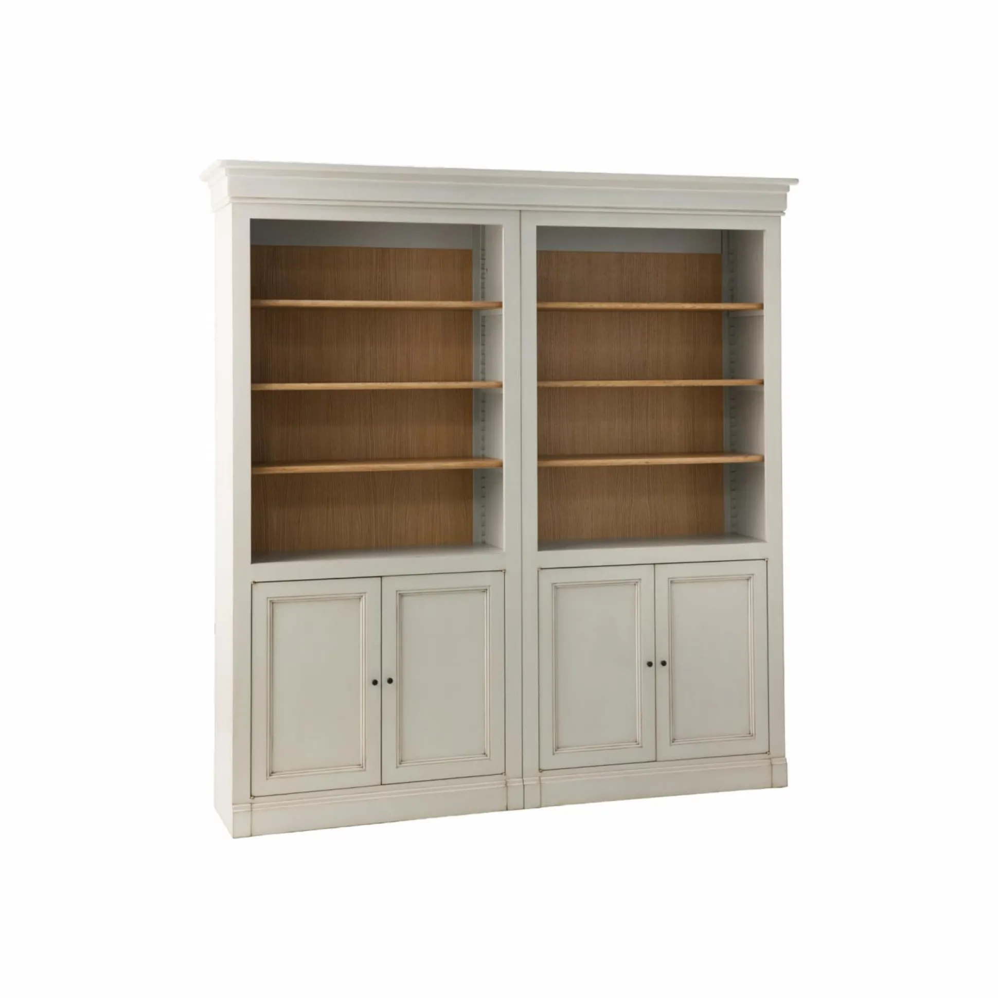 Bibliothèque bois massif 4 portes Embellie - Grège